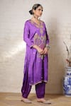 Buy_Sheeshakari_Purple Silk Embroidery, Mirrors, Beads, Zari Minar Motif Hand Kurta Salwar Set _Online_at_Aza_Fashions