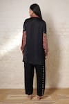 Shop_Sheeshakari_Black Silk Embroidery, Mirrors Collared Ajrakh Hand Print And Shirt Pant Set _at_Aza_Fashions