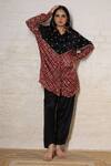 Buy_Sheeshakari_Black Silk Embroidery, Mirrors Collared Ajrakh Hand Print And Shirt Pant Set 