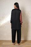 Shop_Sheeshakari_Black Silk Embroidery Collared Ajrakh Hand Print And Shirt Pant Co-ord Set _at_Aza_Fashions