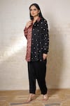 Sheeshakari_Black Silk Embroidery Collared Ajrakh Hand Print And Shirt Pant Co-ord Set _Online_at_Aza_Fashions