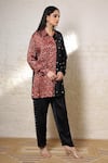 Buy_Sheeshakari_Black Silk Embroidery Collared Ajrakh Hand Print And Shirt Pant Co-ord Set 