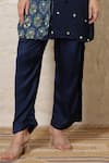 Sheeshakari_Blue Silk Embroidery Collared Ajrakh Hand Print And Pant Co-ord Set _Online_at_Aza_Fashions