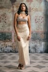 Shop_SAANJH BY LEA_Taupe Mesh, Satin Mirrors, Sequins, Alfiya Rhinestone-embellished Skirt Set _Online_at_Aza_Fashions