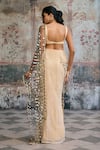 Shop_SAANJH BY LEA_Gold Organza Mirrors, Sayra Embellished Pre-draped Saree With Blouse _at_Aza_Fashions