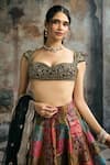 Buy_SAANJH BY LEA_Black Silk, Brocade Embroidery, Zari, Sequins Soundarya Banarasi Lehenga Set _Online_at_Aza_Fashions