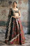Buy_SAANJH BY LEA_Black Silk, Brocade Embroidery, Zari, Sequins Soundarya Banarasi Lehenga Set _at_Aza_Fashions