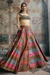 SAANJH BY LEA_Black Silk, Brocade Embroidery, Zari, Sequins Soundarya Banarasi Lehenga Set _at_Aza_Fashions