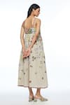 Shop_Payal Pratap_Beige Handloom Cotton, Linen Applique, Embroidery Abstract Strappy Dress _at_Aza_Fashions