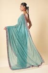 Shop_Mint N Oranges_Green Georgette Sequins Work Saree With Unstitched Blouse Piece _at_Aza_Fashions