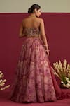 Shop_Meesa_Pink Organza Sequins, Beads, Embroidery, Applique Floral Print Lehenga Set _at_Aza_Fashions