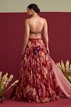 Shop_Meesa_Red Georgette, Organza Embroidery, Sequins, Ruffles Flora Print Lehenga Set _at_Aza_Fashions