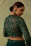 Buy_Meesa_Green Georgette, Net Embroidery, Sequins, Beads Round Neck Lehenga Set _Online_at_Aza_Fashions