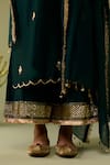 Shop_Meesa_Green Chanderi Silk Embroidery, Gota Patti, Tassels V-neck Hand Kurta Set _Online_at_Aza_Fashions