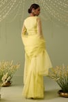 Shop_Meesa_Yellow Organza Embroidery, Sequins, Beads Split V-neck Hand Sharara Set _at_Aza_Fashions