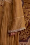 Buy_Meesa_Brown Chanderi Silk Embroidery, Mirrors Split V-neck Hand Kurta Set _Online_at_Aza_Fashions