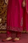 Buy_Meesa_Pink Chanderi Silk Embroidery, Sequins, Zari, Gota Patti Round Neck Kurta Set _Online_at_Aza_Fashions