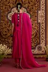 Shop_Meesa_Pink Chanderi Silk Embroidery, Sequins, Zari, Gota Patti Round Neck Kurta Set _at_Aza_Fashions