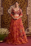 Buy Meesa Orange Organza Embroidery, Zari, Tassels, Sequins, Beads Floral Lehenga Set at Aza Fashions Buy_Meesa_Orange Organza Embroidery, Zari, Tassels, Sequins, Beads Floral Lehenga Set _at_Aza_Fashions