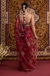 Shop_Meesa_Red Organza Foil Printing, Embroidery, Mirrors, Floral Saree With Blouse _at_Aza_Fashions