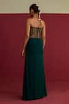 Shop_Meesa_Green Chinon, Chiffon Crystals, Stones Sweetheart Neck Corset Bandeau Gown _at_Aza_Fashions