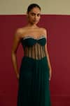 Buy_Meesa_Green Chinon, Chiffon Crystals, Stones Sweetheart Neck Corset Bandeau Gown _Online_at_Aza_Fashions