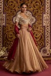 Buy_Meesa_Beige Tissue, Organza Mirrors, Sequins, Embroidery, Gota Blouse Lehenga Set _Online_at_Aza_Fashions
