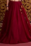 Meesa_Red Organza Embroidery, Beads, Tassels, Applique V-neck Lehenga Set _Online_at_Aza_Fashions