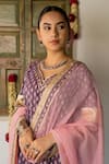 Buy_Maison Shefali_Purple Cotton, Kota Doria Patti Hand Block Printed Kurta Sharara Set _Online_at_Aza_Fashions