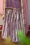 Shop_Maison Shefali_Purple Cotton, Kota Doria Patti Hand Block Printed Kurta Sharara Set _Online_at_Aza_Fashions