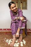 Shop Maison Shefali Purple Cotton, Kota Doria Patti V-neck Hand Block Print Kurta Salwar Set Online at Aza Fashions Shop_Maison Shefali_Purple Cotton, Kota Doria Patti V-neck Hand Block Print Kurta Salwar Set _Online_at_Aza_Fashions