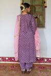 Maison Shefali Purple Cotton, Kota Doria Patti V-neck Hand Block Print Kurta Salwar Set Online at Aza Fashions Maison Shefali_Purple Cotton, Kota Doria Patti V-neck Hand Block Print Kurta Salwar Set _Online_at_Aza_Fashions