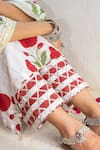 Maison Shefali_White Cotton Gota Patti V-neck Mughal Boota Print Kurta Set _at_Aza_Fashions