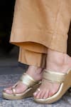 Shop_Devano_Gold Zari, Beads, Sequins Azrah Kolhapuri Wedges _at_Aza_Fashions