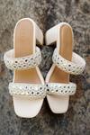 Buy_Devano_Mirrors, Embroidery Inaya Twin Strap Block Heels _at_Aza_Fashions