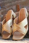 Buy_Devano_Gold Amara Cutout Block Heels _at_Aza_Fashions