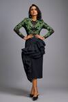 Buy_Deepika Arora_Black Net, Silk Embroidery, Ruffles Round Neck And Top With Skirt _at_Aza_Fashions