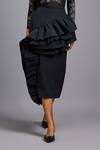 Deepika Arora_Black Net, Silk Embroidery, Stones, Ruffles Round Neck Top And Asymmetrical Skirt _Online_at_Aza_Fashions