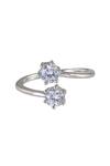 Shop_Sica Jewellery_Silver Plated Stones Liora Two Embellished Open Ring _at_Aza_Fashions
