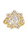 Shop_Sica Jewellery_Gold Plated Faux Diamonds Lunara Stone Embellished Ring _at_Aza_Fashions
