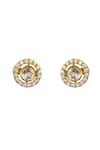 Shop_Sica Jewellery_Gold Plated Stones Moissanite Elara Stud Earrings _at_Aza_Fashions