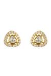 Shop_Sica Jewellery_Gold Plated Crystals Zira Triangle Stud Earrings _at_Aza_Fashions