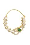 Shop_Sica Jewellery_Gold Plated Stones Khanak Embellished Chandbali Nose Ring _at_Aza_Fashions