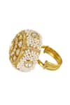 Sica Jewellery_Yellow Pearls, Stones Suriyanika And Kundan Embellished Ring _Online_at_Aza_Fashions