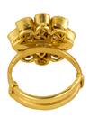 Sica Jewellery_Gold Plated Stones Solika Kundan And Zircon Embellished Floral Ring _Online_at_Aza_Fashions