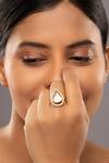 Buy_Sica Jewellery_Gold Plated Stones Vyra Teardrop And Zircon Embellished Ring _Online_at_Aza_Fashions