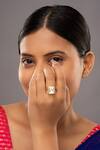 Buy_Sica Jewellery_Gold Plated Stones Navira Square Ring _at_Aza_Fashions