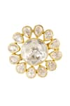 Shop Sica Jewellery Gold Plated Stones Zeraya Kundan And Embellished Adjustable Ring at Aza Fashions Shop_Sica Jewellery_Gold Plated Stones Zeraya Kundan And Embellished Adjustable Ring _at_Aza_Fashions