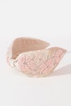 Shop_Hair Drama CO_Pink Beads, Stones Peony Embellished Knotted Hairband _at_Aza_Fashions