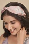 Hair Drama CO_Peach Beads, Gemstones Kaia Embellished Knotted Hairband _Online_at_Aza_Fashions